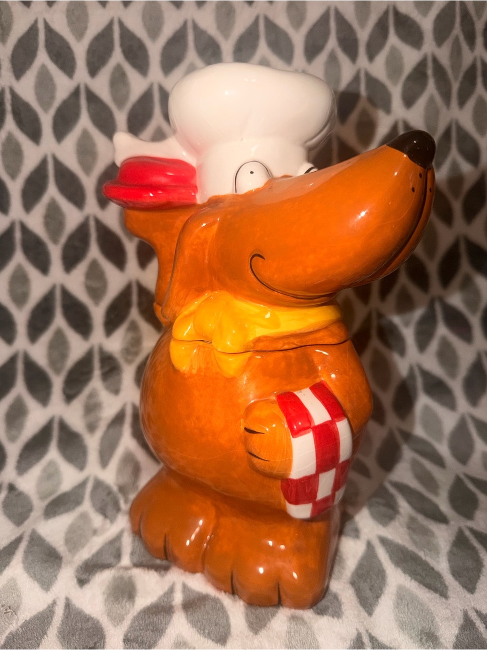 Chef Dog Ceramic Canister - Orange- cookie jar